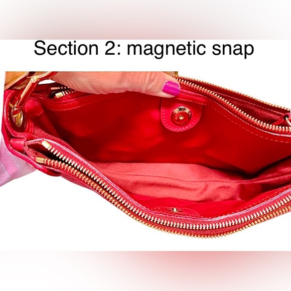 BURBERRY Red Leather Made in Italy Shoulder Bag Mint Condition - Picture 12 of 16